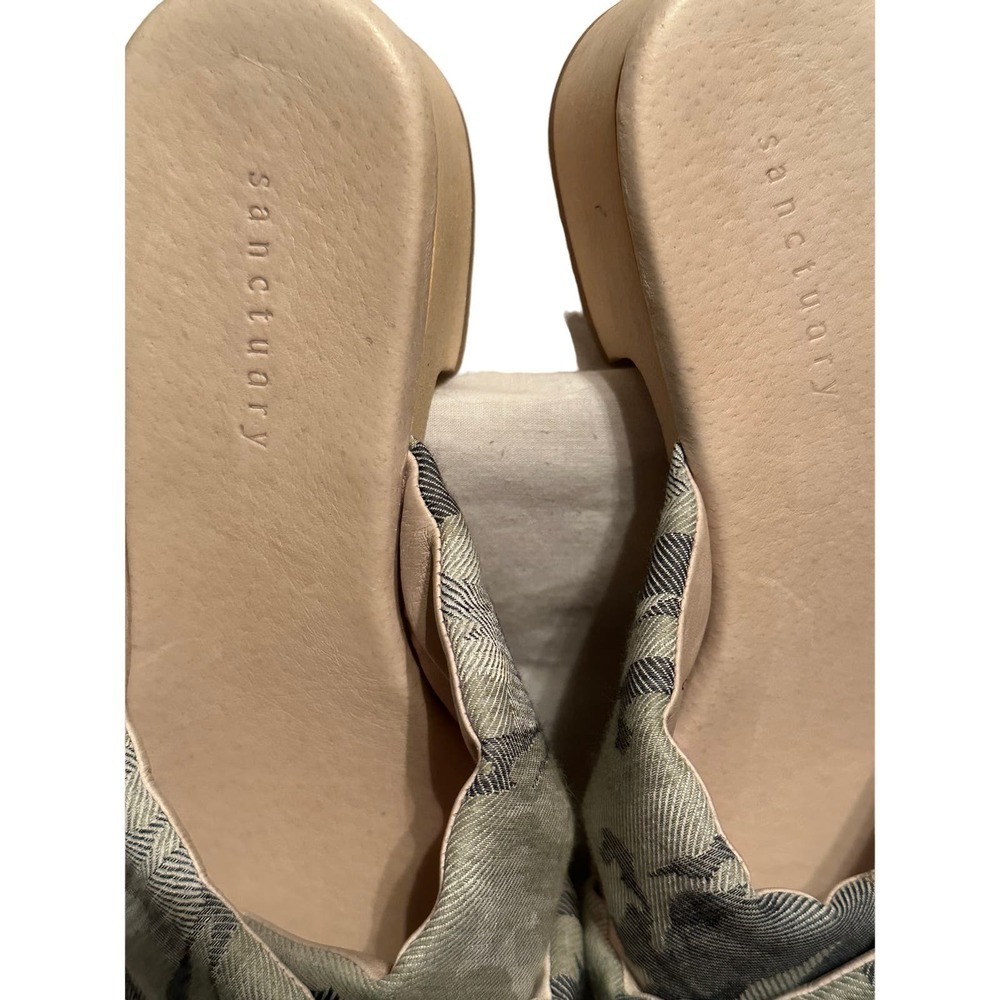 Sanctuary Lively Fabric Leather Square Toe Block Heel Slide Sandals Sz7 - Picture 4 of 11
